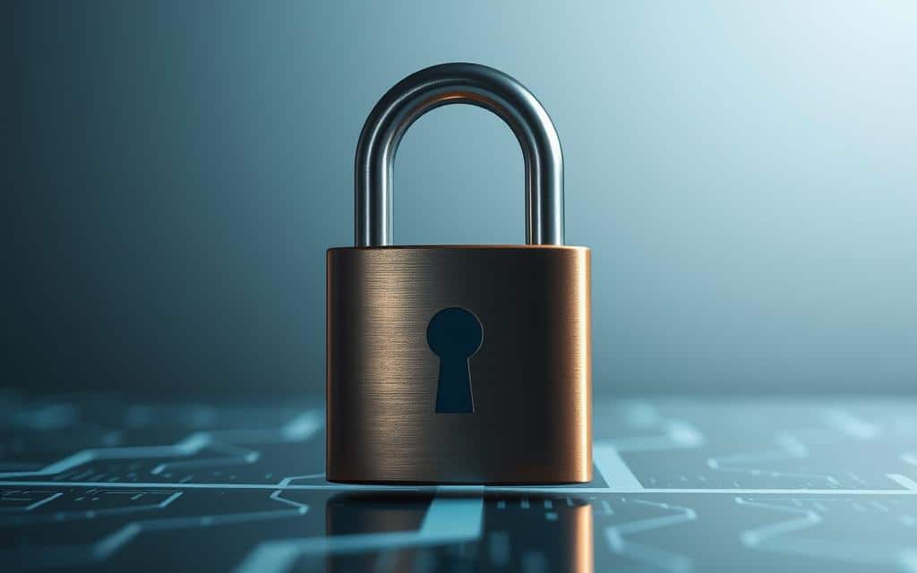 A secure HTTPS connection shielding a wireless network, represented by a padlock icon and wireless signal waves. The foreground depicts the padlock in sharp focus, with a soft glowing aura and metallic finish. The middle ground shows wispy, ethereal Wi-Fi signal lines emanating from the padlock, conveying a sense of protected data transmission. The background is a subtle gradient, blending calming shades of blue and gray to evoke a secure, digital atmosphere. Dramatic lighting casts dramatic shadows, emphasizing the padlock's importance in safeguarding the wireless network. The overall mood is one of trust, reliability, and digital safety.