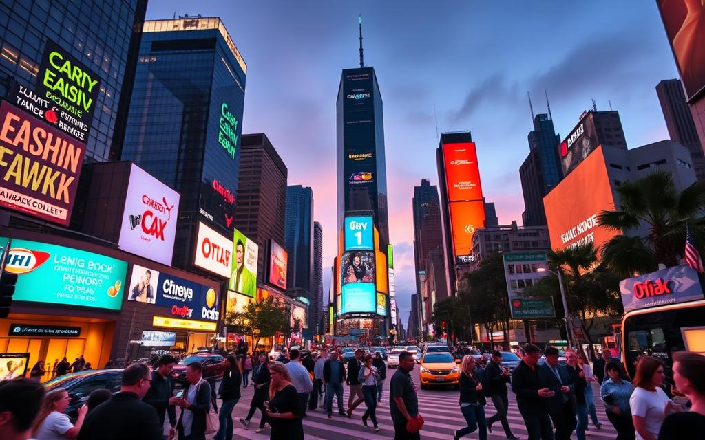 A vibrant cityscape at dusk, showcasing the dynamic world of cashback rewards maximization. In the foreground, a busy intersection bustles with people hurrying to take advantage of the latest deals, their smartphones aglow with cashback tracking apps. The middle ground features towering skyscrapers adorned with neon signs advertising various cashback programs, their vibrant colors reflecting off the glossy surfaces. In the background, a serene night sky sets the stage, hinting at the boundless opportunities for savvy consumers to optimize their spending and earn maximum rewards. Soft, warm lighting illuminates the scene, creating a sense of energy and anticipation. A wide-angle lens captures the scale and scope of this thriving financial landscape, where strategic cashback mastery is the key to unlocking untapped savings.